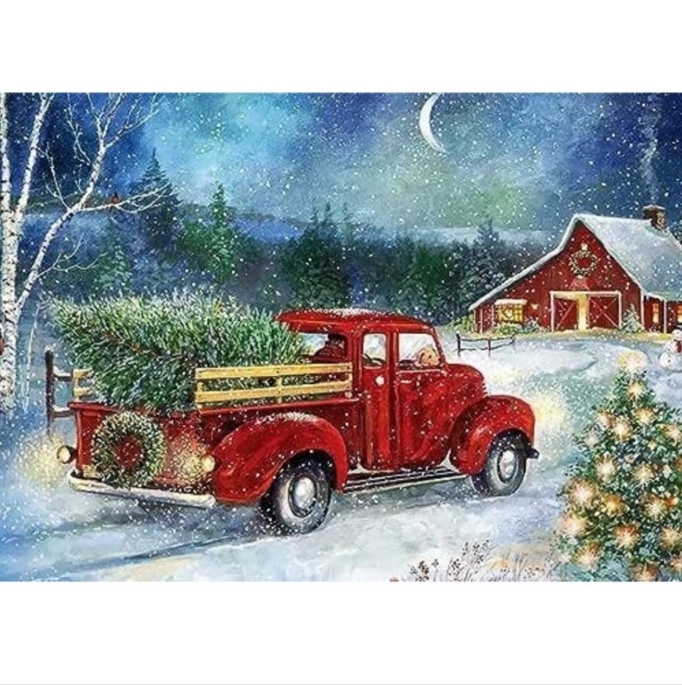 Red Truck Classic Christmas Diamond Art